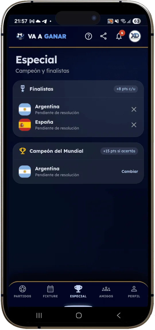 Pantalla Especial