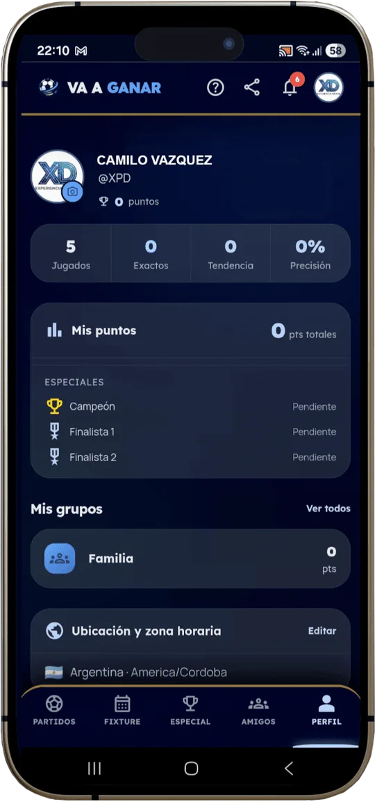 Pantalla Perfil